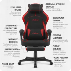 Fotel gamingowy Cabro C502 Czarny - Czerwony